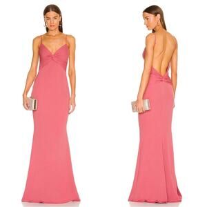 KATIE MAY Nirvana Twisted Ruched Pink Peppercorn Maxi Dress Size Large